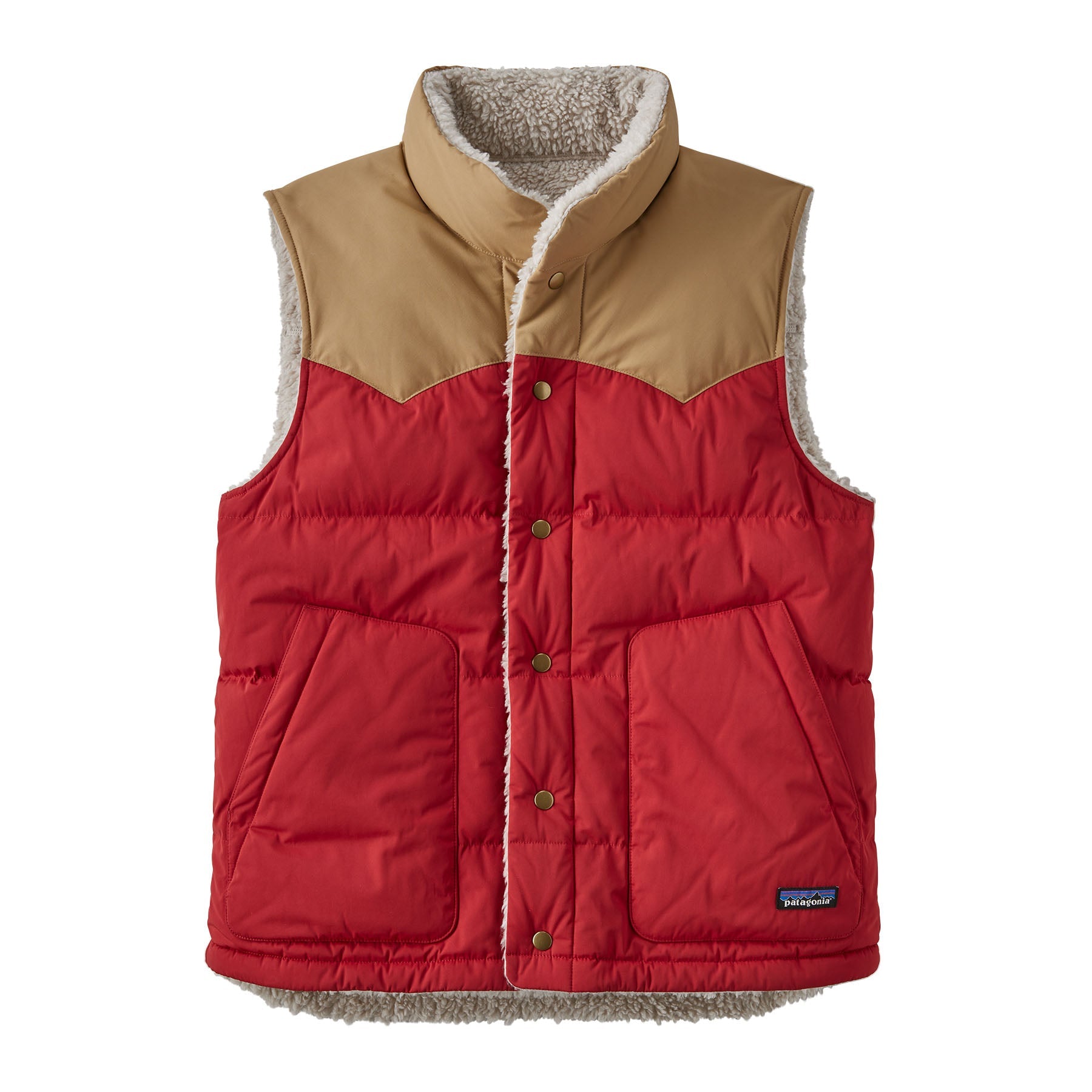 Patagonia men's reversible bivy down vest ash on sale tan