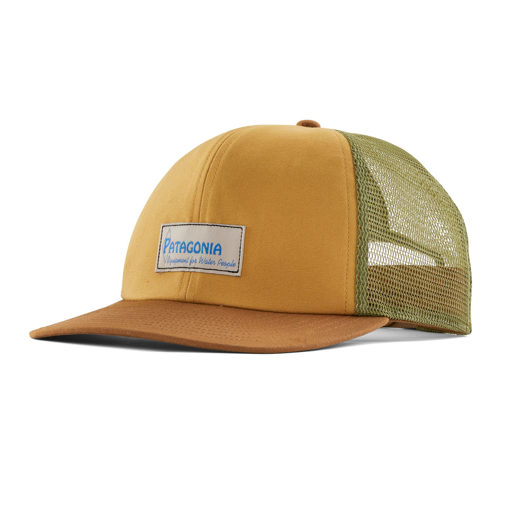 Patagonia Relaxed Trucker Hat Water People Label: Pufferfish Gold